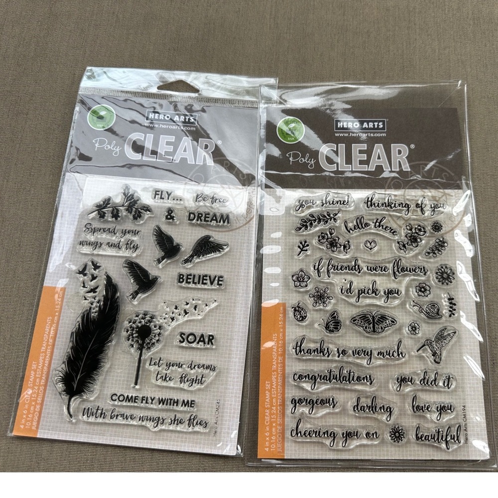 Hero Arts Poly Clear Stamp Sets CM245 Come Fly With Me & CM194 Summer Garden 2pk